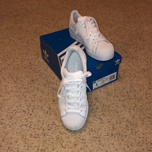 All White Adidas Superstar Sneakers
